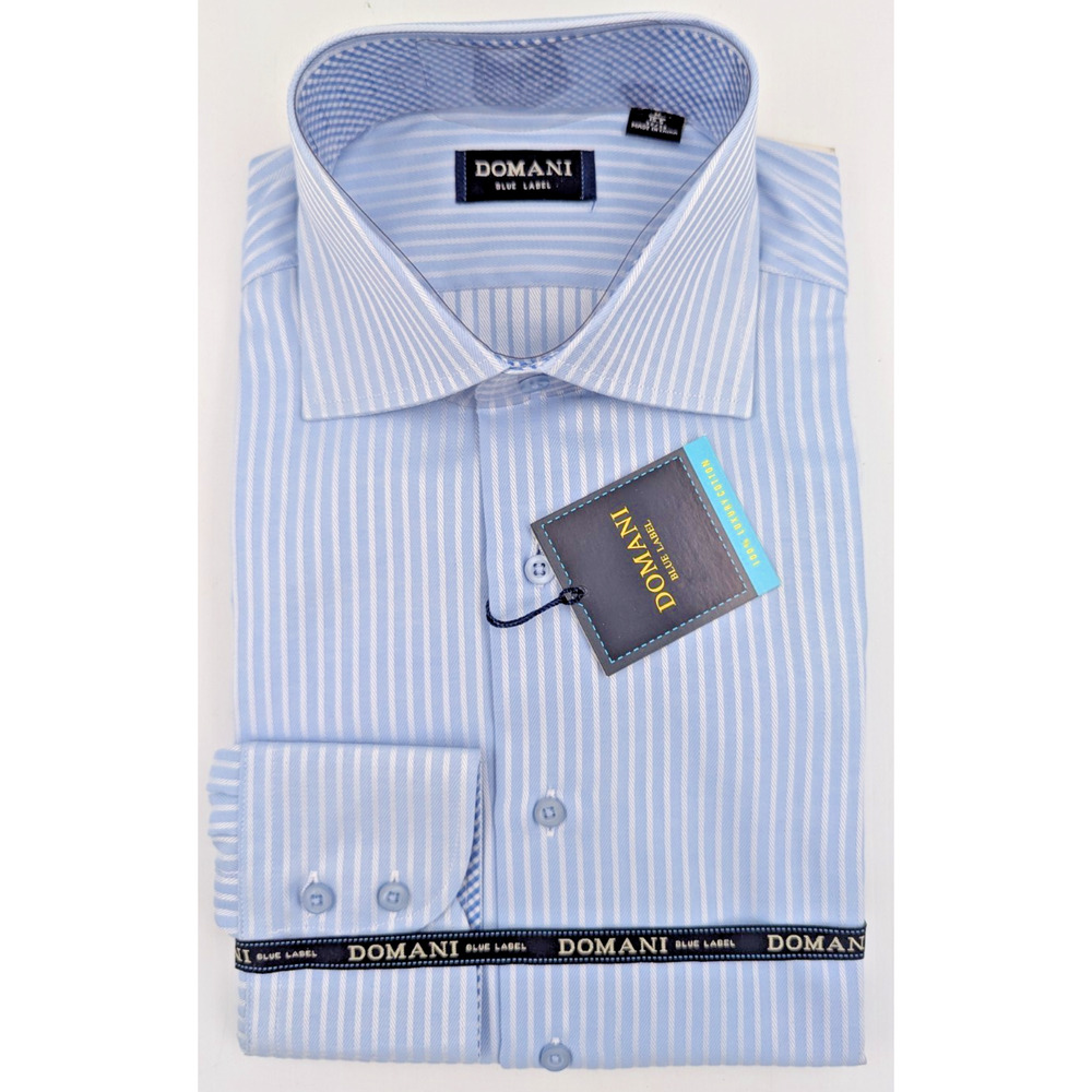 Mens Domani Blue Label Long Sleeve Dress Shirt 15-1/2" 32/33